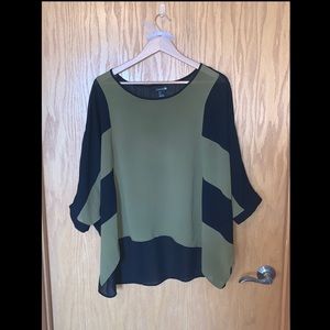 Olive green sheer polyester blouse